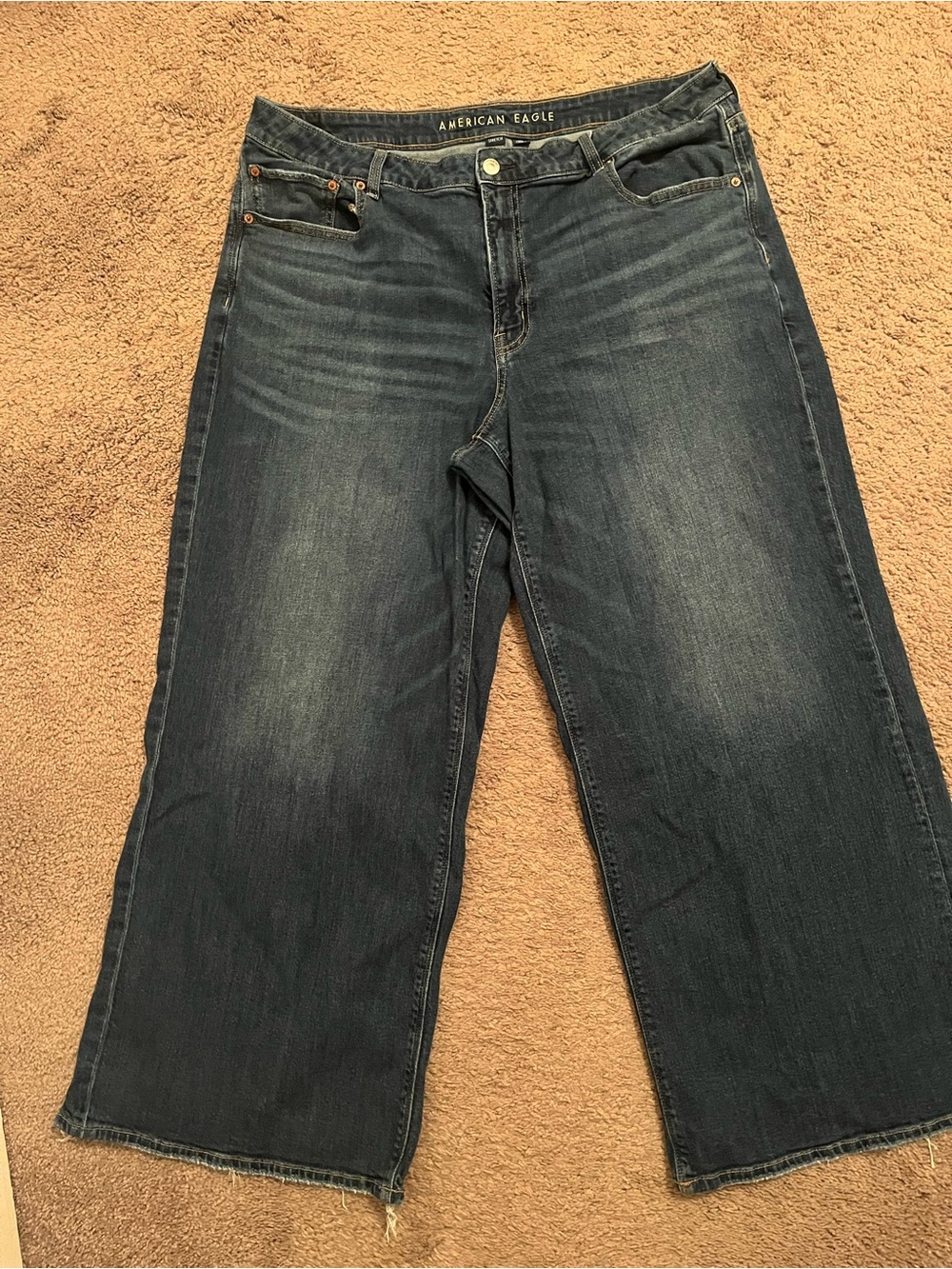 American Eagle Low Rise Baggy Wide Leg Dark Wash Jeans sz 18 R